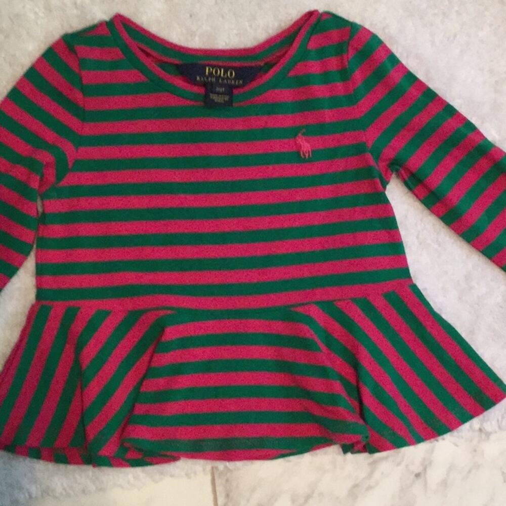 Ralph Lauren pink/ green peplum tshirt worn 1x